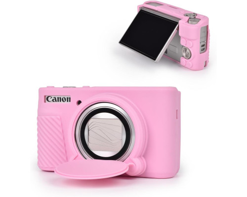 Защитный силиконовый чехол с крышкой для фотоаппаратов CANON Powershot SX740, SX730 - розовый