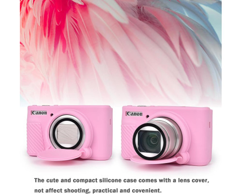Защитный силиконовый чехол с крышкой для фотоаппаратов CANON Powershot SX740, SX730 - розовый