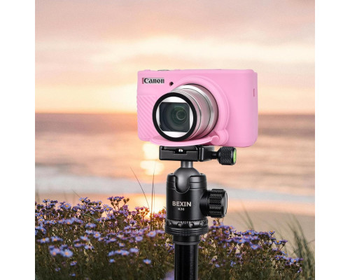 Защитный силиконовый чехол с крышкой для фотоаппаратов CANON Powershot SX740, SX730 - розовый