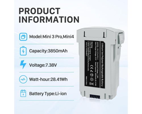Аккумулятор JMI3 для DJI Mini 3,  DJI Mini 3 Pro, DJI Mini 4 (3850 mAh)