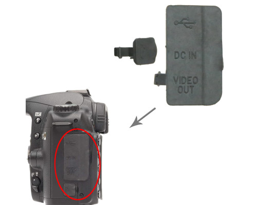 Комплект: заглушка резинка USB, разъем ДУ и Video OUT для фотоаппарата Nikon D80 - 2 шт