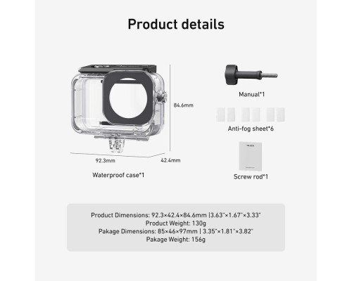 Аквабокс, водонепроницаемый бокс TELESIN S4-WTP-12 для экшн камер DJI Osmo Action 6