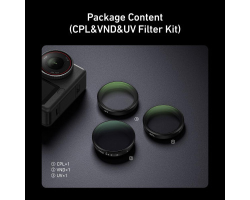 Набор светофильтров Telesin (CPL+VND (ND2-ND32)+UV) для DJI Osmo Action 6 (код S5-FLT-41) - 3 шт