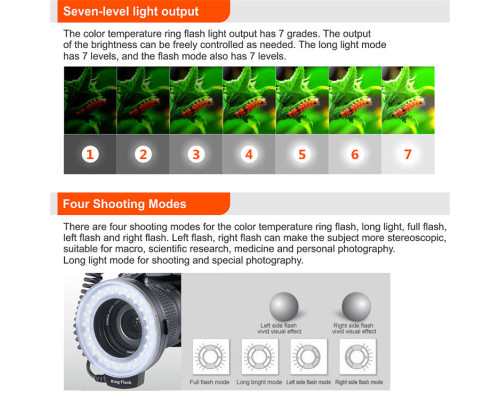 Кольцевая LED макровспышка HONGDAK HD-130 для фотоаппаратов