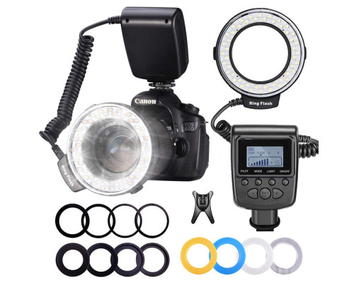 Кольцевая LED макровспышка HONGDAK HD-130 для фотоаппаратов