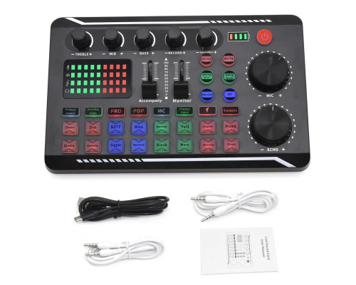 Внешняя звуковая карта F998, аудиоинтерфейс, микшер, Bluetooth адаптер Live Sound Card USB-гарнитура для микрофона Voice Changer
