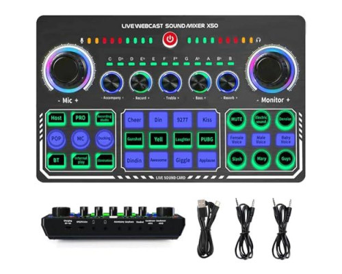 Внешняя звуковая карта X50, аудиоинтерфейс, микшер, Bluetooth адаптер Live Sound Card USB-гарнитура для микрофона