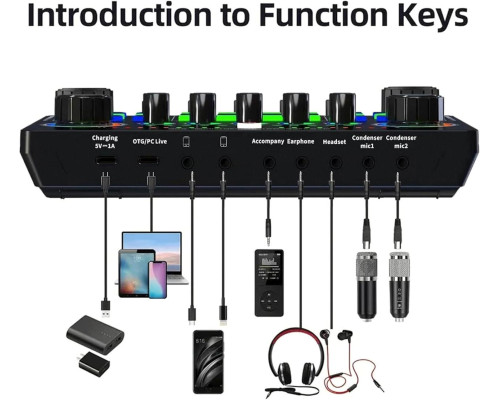 Внешняя звуковая карта X50, аудиоинтерфейс, микшер, Bluetooth адаптер Live Sound Card USB-гарнитура для микрофона