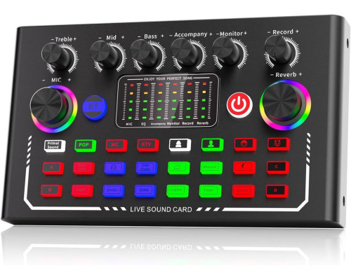 Внешняя звуковая карта F009, аудиоинтерфейс, микшер, Bluetooth адаптер Live Sound Card USB-гарнитура для микрофона Voice Changer