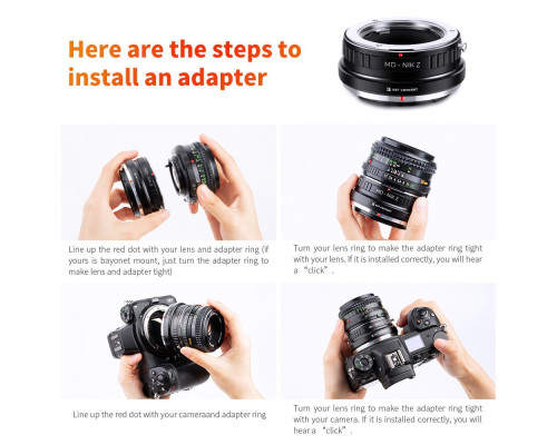 Адаптер (переходник) K&F Concept - MD - Nikon Z (Minolta MD на Nikon Z) для камер Nikon с байонетом Z-mount