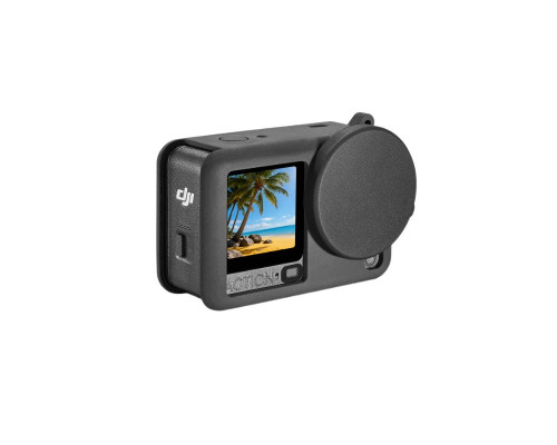 Силиконовый чехол, футляр с крышкой на объектив для экшн камер DJI OSMO Action 6 - черный