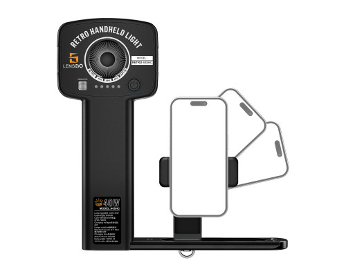Профессиональный камерный свет LENSGO 40SHC (40 Вт) 2700K-7000K, аккумулятор 2600mAh в ретро-стиле для камер и смартфонов