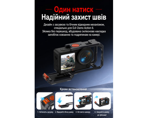 Крепление-адаптер (рамка) Desiontal TLO3 - металлическая для экшн-камеры DJI Action 6