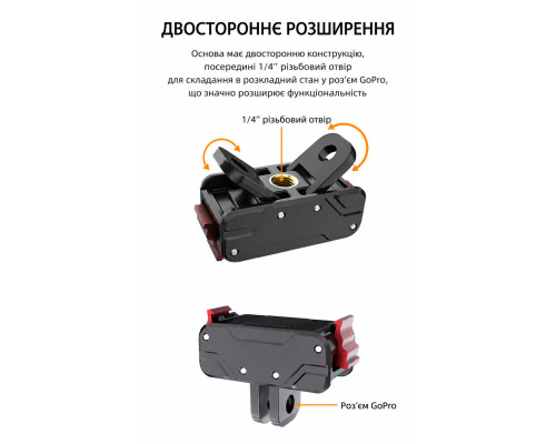 Магнитный адаптер Desiontal с двумя захватами для DJI OSMO Action 3, 4, 5 (код KC-02 )