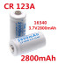Аккумулятор CR123A, CR123, LR123A, 16340 GTL 2800 mAh (цена за 1 штуку)