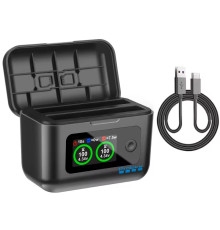 Зарядний пристрій з LCD-дисплеєм (charge hub) JH-X5-LCD02 для 2 акумуляторів Insta360 X5