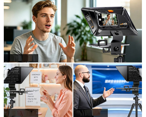 Профессиональный телесуфлер - телепромтер LENSGO TC12P (12.9") - суфлер для для смартфонов и планшетов с Bluetooth-пультом
