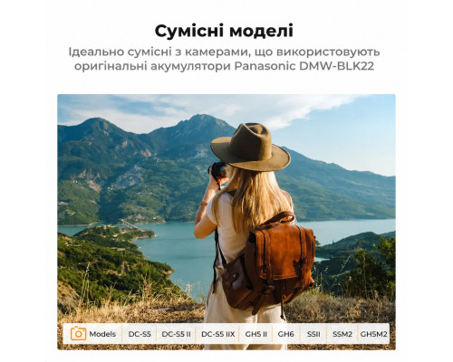 Комплект K&F Concept (KF28.0042) DMW-BLK22 (2 аккумулятора + двухканальное зарядное устройство с LCD-дисплеем) для камер Panasonic