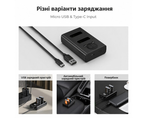 Комплект K&F Concept (KF28.0043) NB-13L (2 аккумулятора + двухканальное зарядное устройство с LCD-дисплеем) для камер Canon