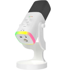 YU8 динамічний ігровий мікрофон для ПК, USB/XLR із шумозаглушенням і RGB ігрових консолей і смарт-пристроїв, стримінгу — білий