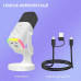 YU8 динамический игровой микрофон для ПК, USB/XLR с шумоподавлением и RGB игровых консолей и смарт-устройств, стриминга - белый