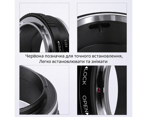 Адаптер K&F Concept FD-L для объективов Canon FD/FL на байонет L-mount (LEICA-L, PANASONIC L, SIGMA L) (код KF06.468)