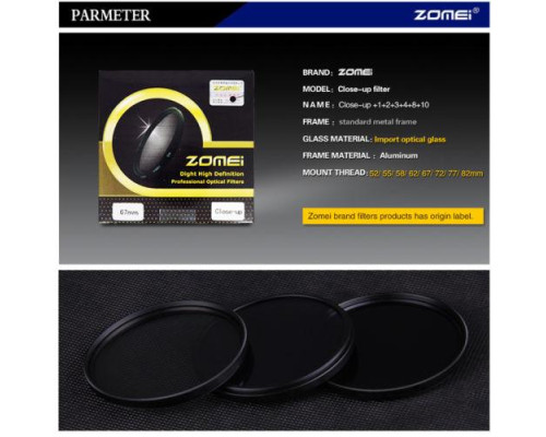Світлофільтр ZOMEI — макролінза CLOSE UP +10 58 mm