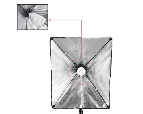 Софтбокс, розсіювач, дифузор (Softbox) 50 х 50 см для постійного флуоресцентного світла – з патроном E27