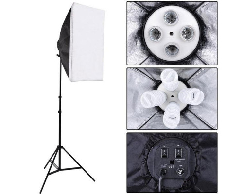 Софтбокс, розсіювач, дифузор (Softbox) 50 х 70 см для постійного флуоресцентного світла - на 4 патрони E27