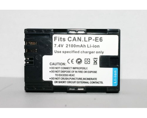 Аккумулятор для фотоаппаратов CANON 60D, 70D, 6D, 7D, 5D Mark II, 5D Mark III - LP-E6 (аналог) - 2100 ma